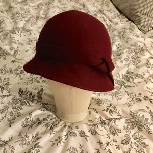 Burgundy wool cloche hat